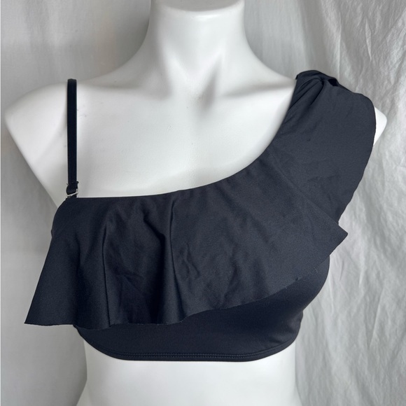 Women’s asymmetrical Ruffle Black One shoulder Bikini Top Size small - Picture 3 of 5
